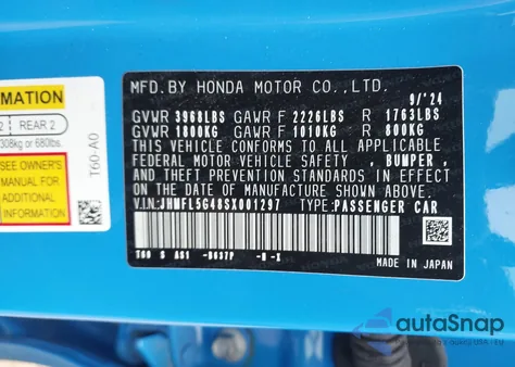 2025 Honda Civic Type R from USA, damaged, VIN JHMFL5G48SX001297